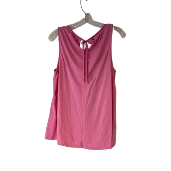 Elle Pink Sleeveless Shell Blouse w/Tie at Neck - Medium - Picture 2 of 4